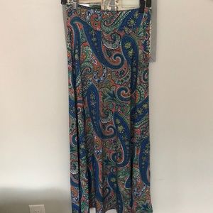 Veronica M spandex paisley print maxi skirt New